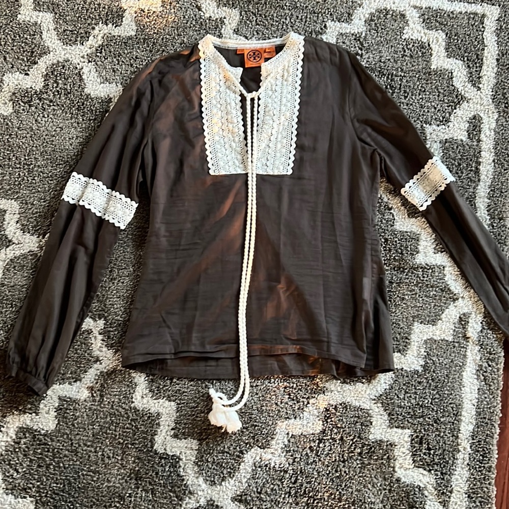 Tory burch chocolate brown peasant shirt size 8